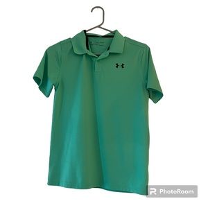 Under Armour Lime Green Casual Button Up Collared Shirt Youth XL lightweight